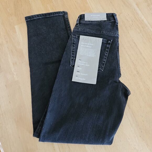 Everlane The Curvy Cheeky Straight Jean - Washed Black - size 23- NWT - Picture 6 of 8